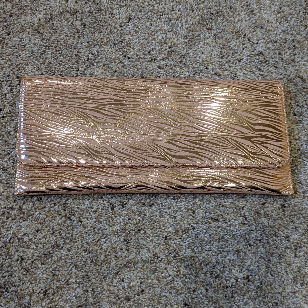 - Carlos Falchi Fatto A Mano Rose Gold Zebra Print Chain Slim Shoulder Bag…